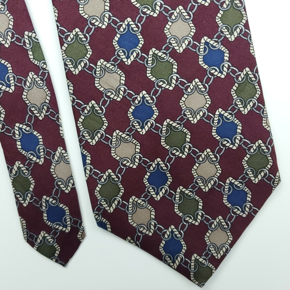 Robert Stock Red Geometric Silk‎ Tie Short